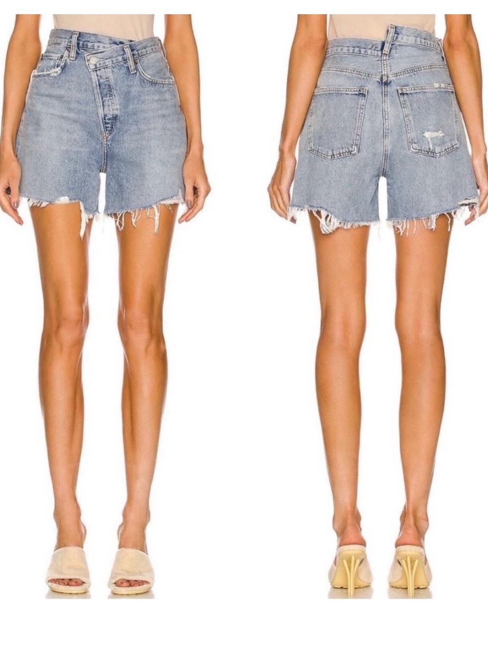 Agolde Criss Cross Symbol Light
Blue
Cut Off Cotton Denim Jean Shorts